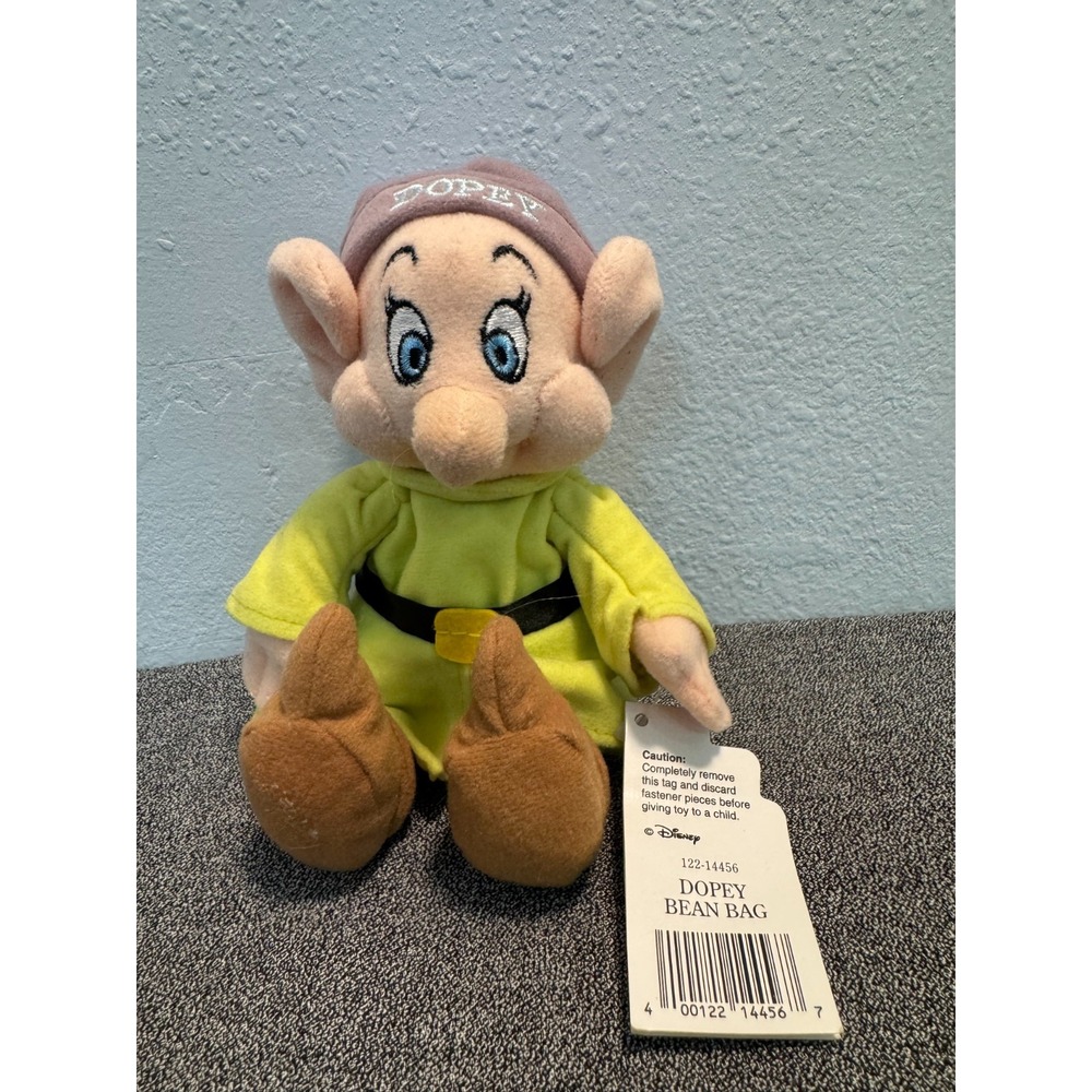 Vintage Walt Disney World Snow White Dopey Mini Bean Bag Stuffed Plush Toy 7"